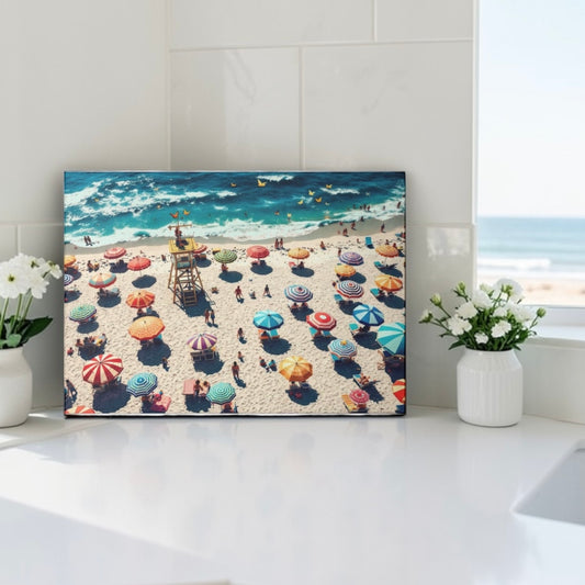 Retro Beach Scene Cutting Board