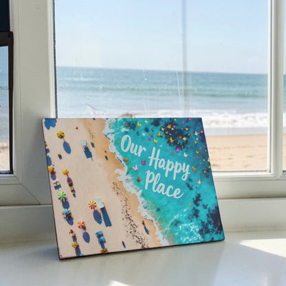 Our Happy Place Beach Scene Cutting Board