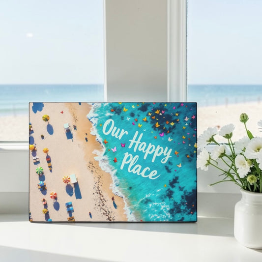 Our Happy Place Beach Scene Cutting Board