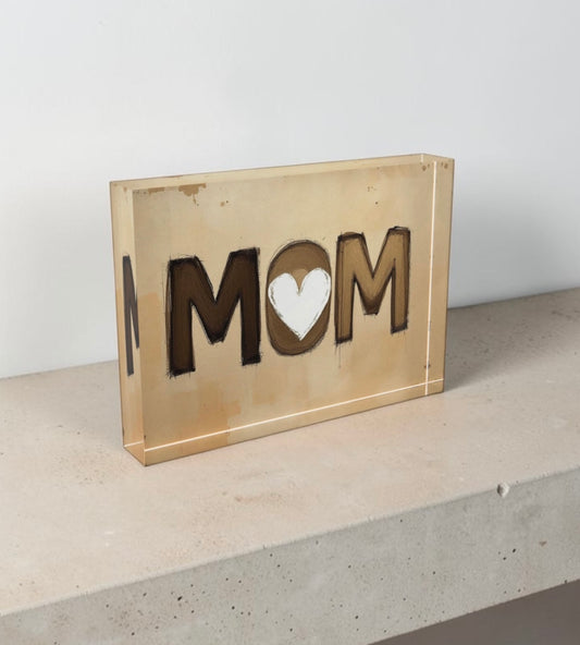 MOM ❤️Crystal Block Table Decor