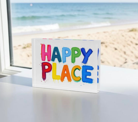 Happy Place Crystal Block Table Decor