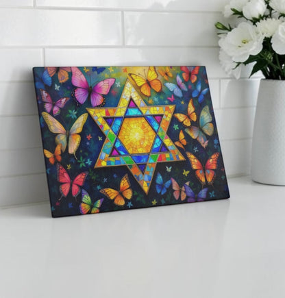 Stat Of David Butterfly Judaica Art Cutting Board Candle Board