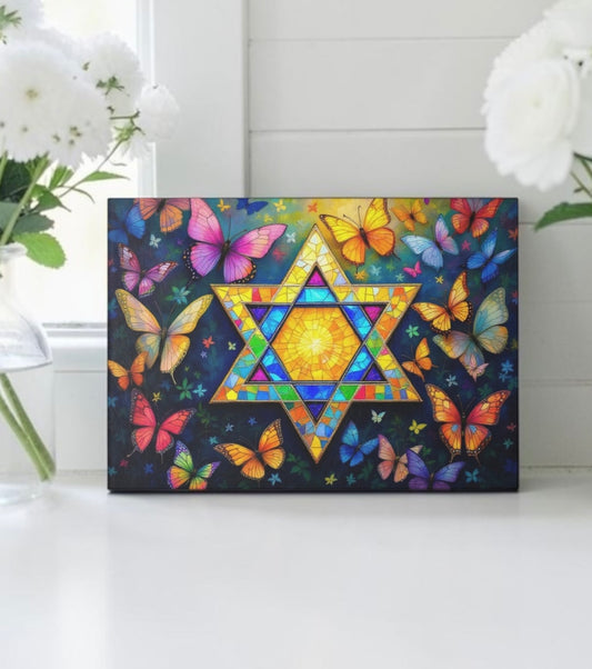 Stat Of David Butterfly Judaica Art Cutting Board Candle Board