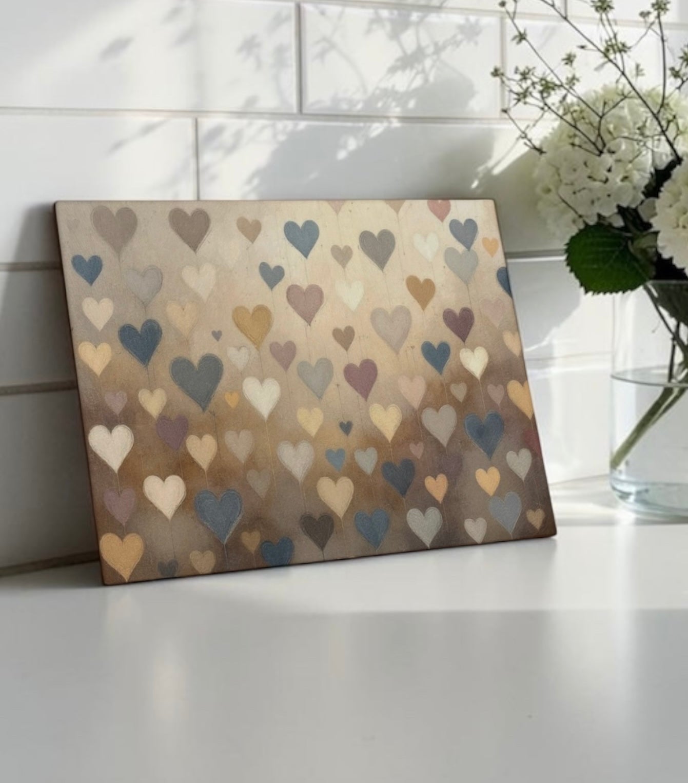 Neutral Hearts Cutting Board