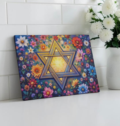 Floral Star Of David Judaica Art Cutting Board