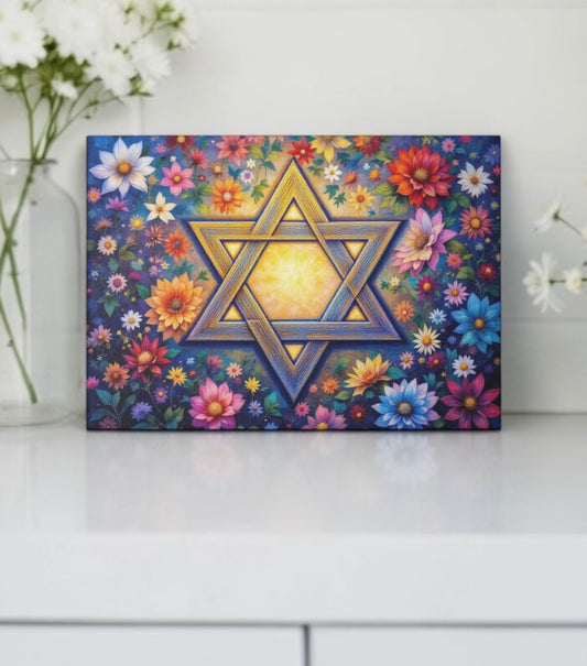 Floral Star Of David Judaica Art Cutting Board