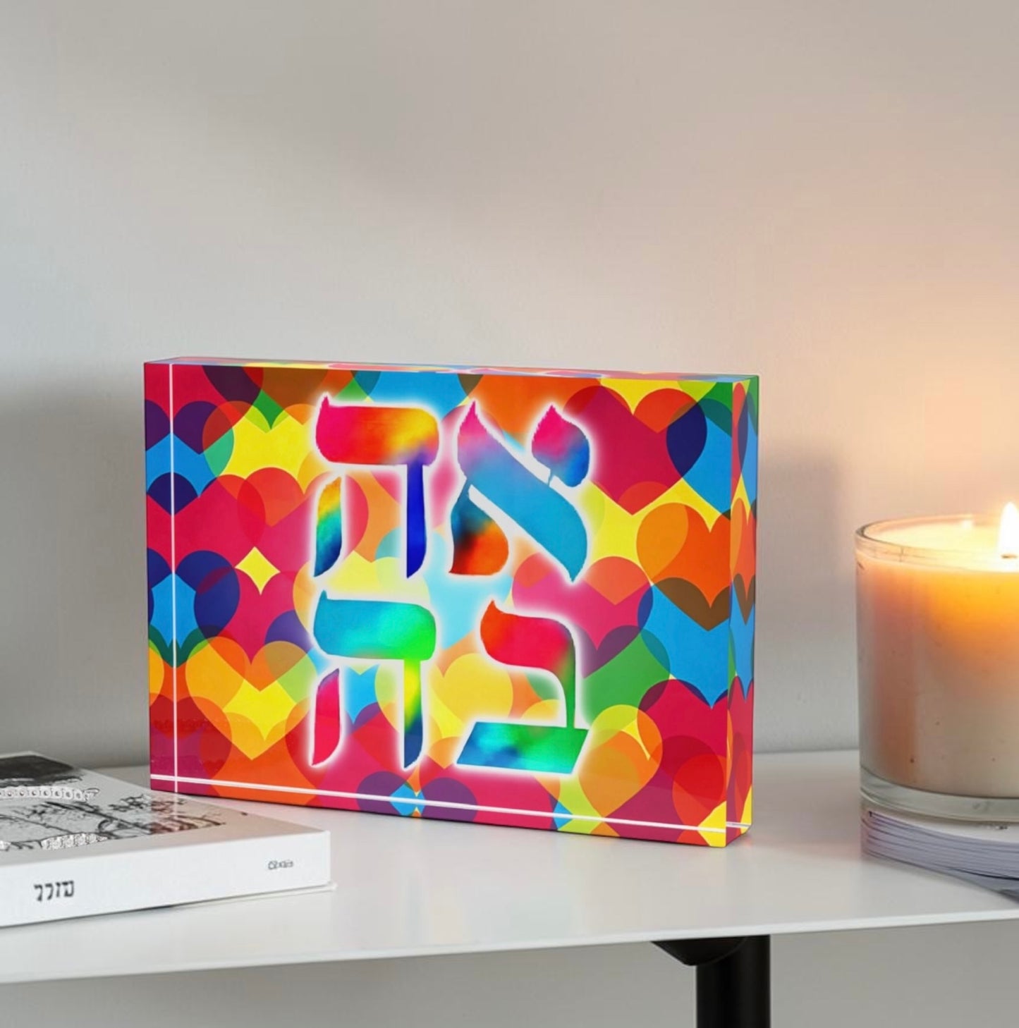 Ahava Love Hearts Crystal Block Table Decor