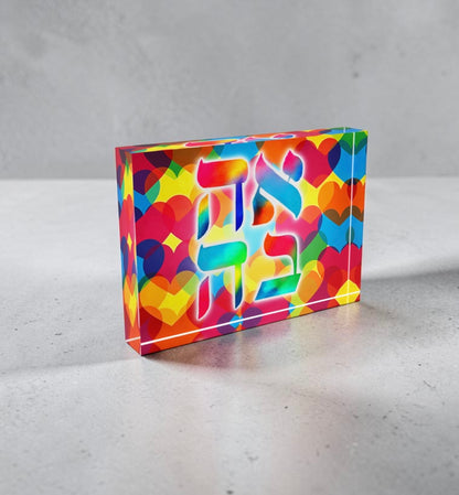 Ahava Love Hearts Crystal Block Table Decor