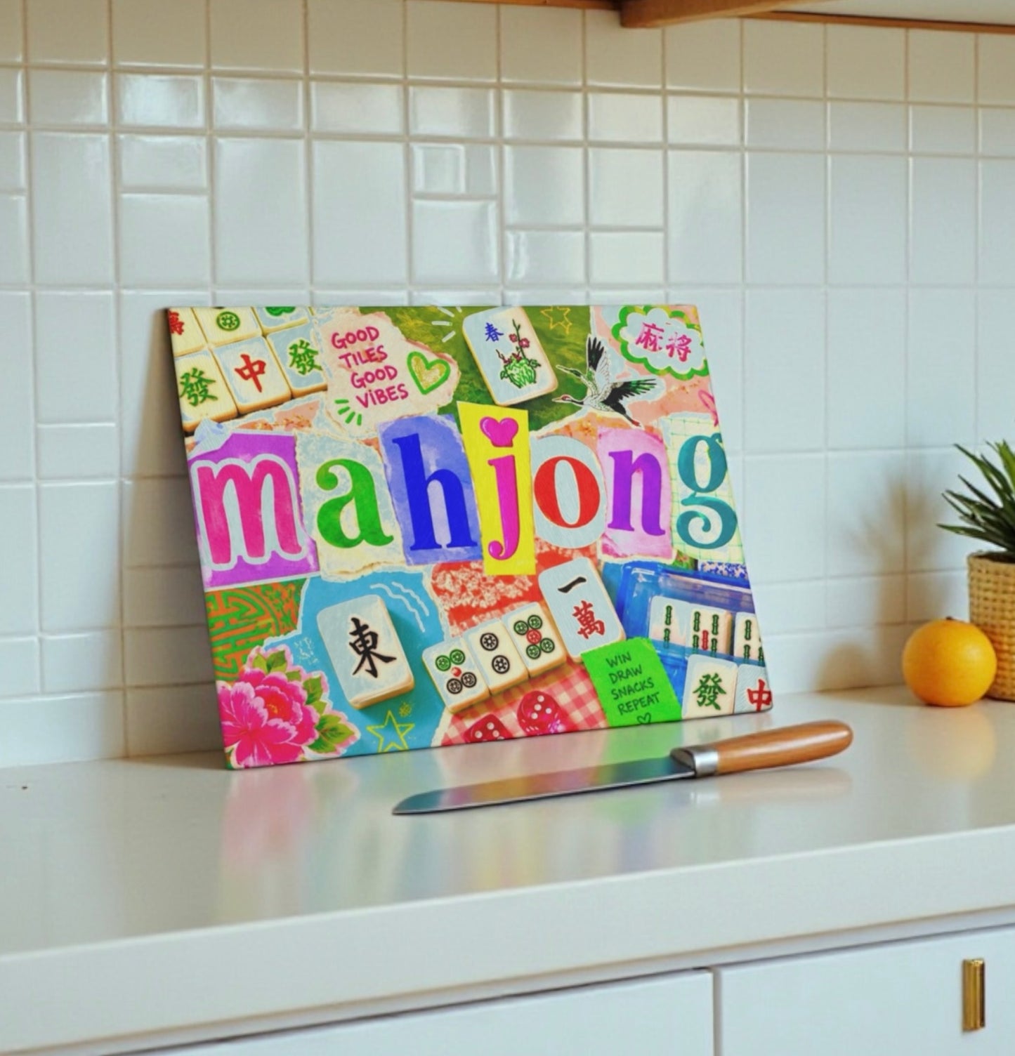 Mahjong Cutting Board Serving Platter