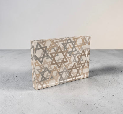 Star Of David Neutrals Crystal Block Table Decor