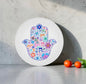 Hamsa Judaica Symbols Art Glass Cutting Board Serving Platter