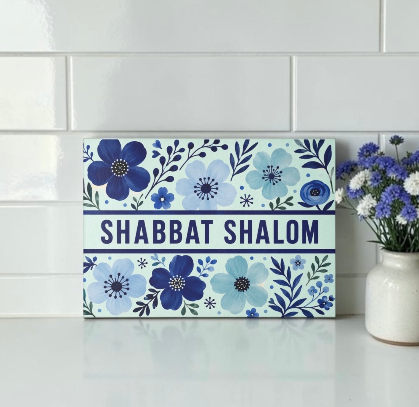 Shabbat Shalom Glass Candle Board Cutting Board Challah  Board