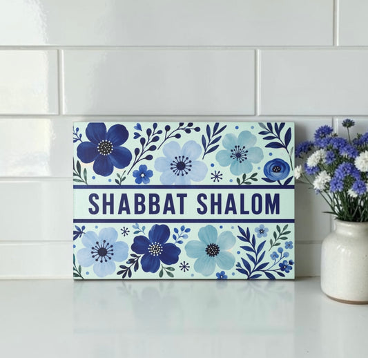 Shabbat Shalom Glass Candle Board Cutting Board Challah  Board