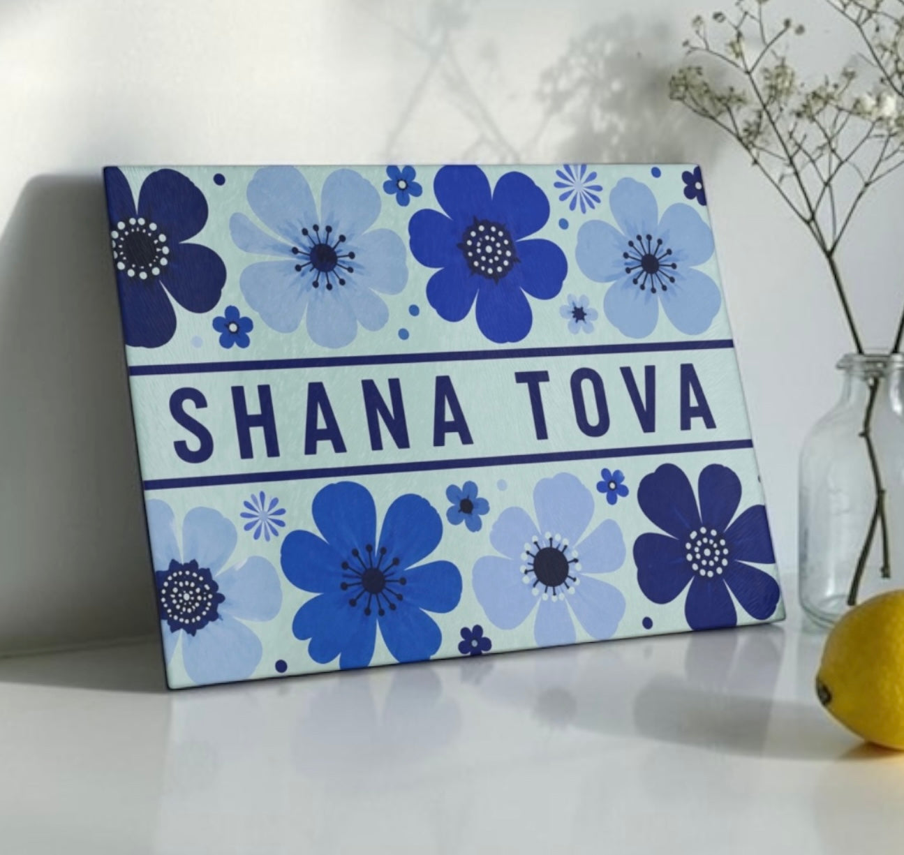 Rosh Hashanah Shana Tova Glass Cutting Board