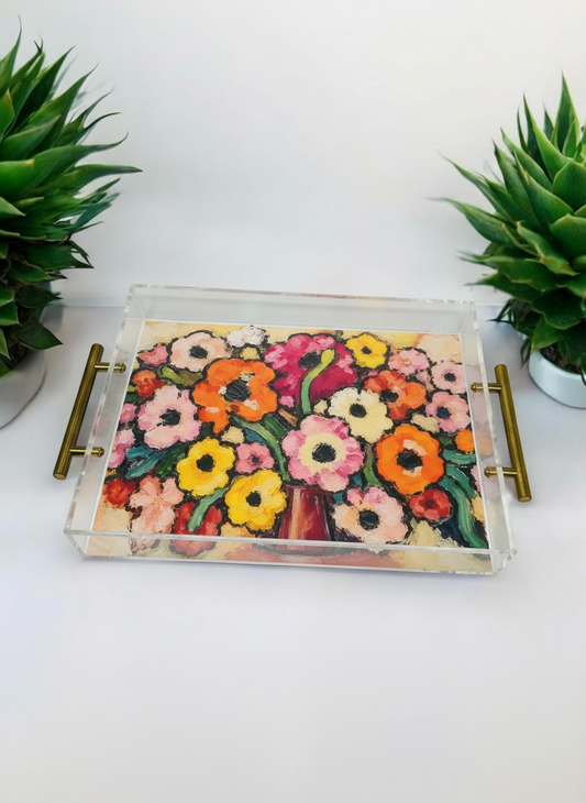Floral Art Acrylic Tray