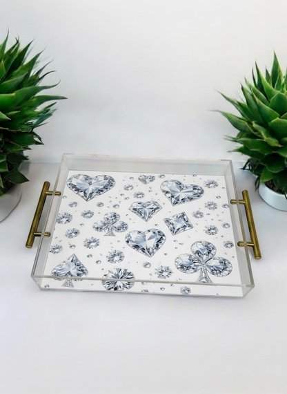 Diamonds Always Playing Card Symbols Canasta Lover Acrylic Tray