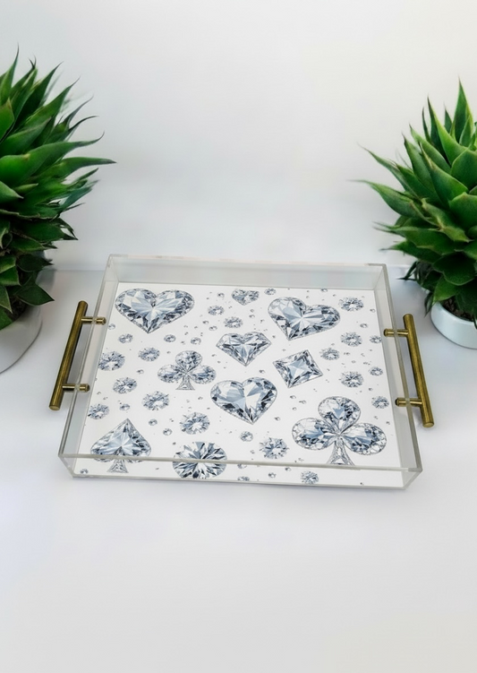 Diamonds Always Playing Card Symbols Canasta Lover Acrylic Tray