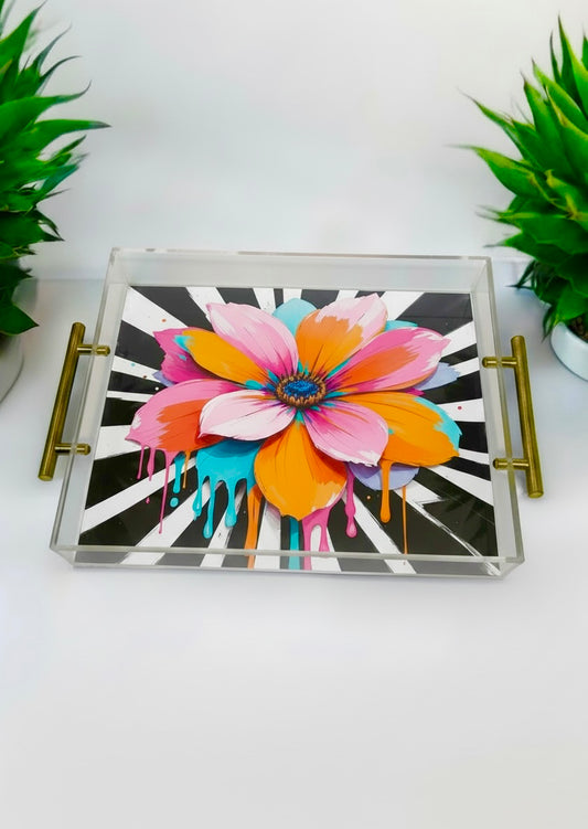 Flower Abstract Acrylic Tray