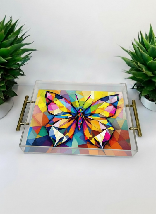 Abstract Butterfly Art Acrylic Tray
