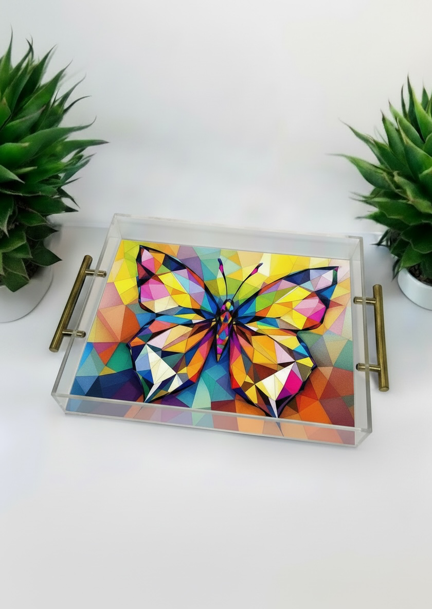Abstract Butterfly Art Acrylic Tray