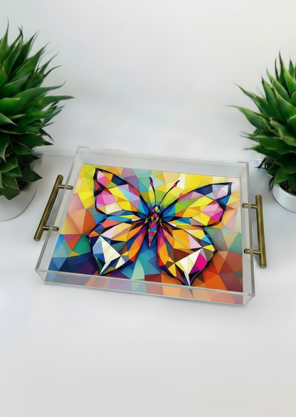 Abstract Butterfly Art Acrylic Tray