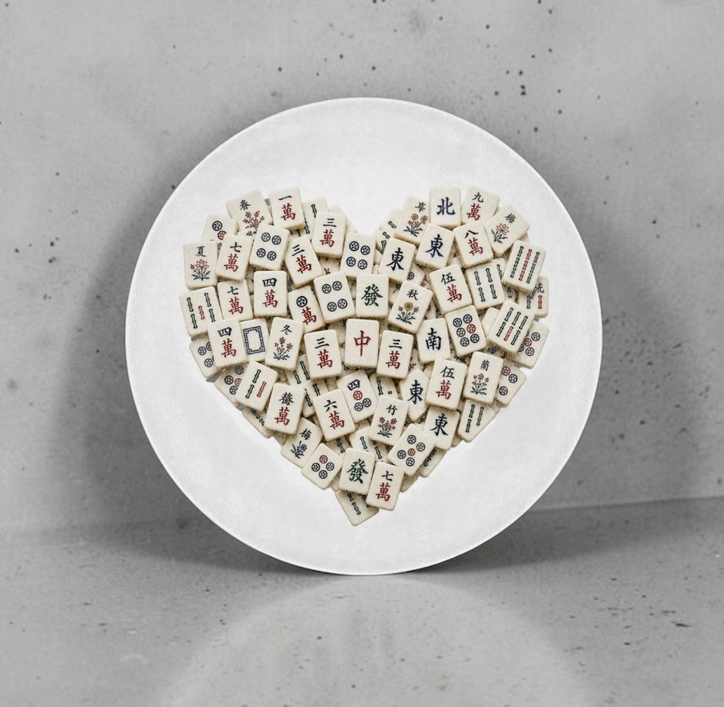 Mahjong Tiles Heart Glass Cutting Board Charcuterie Board