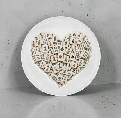 Mahjong Tiles Heart Glass Cutting Board Charcuterie Board