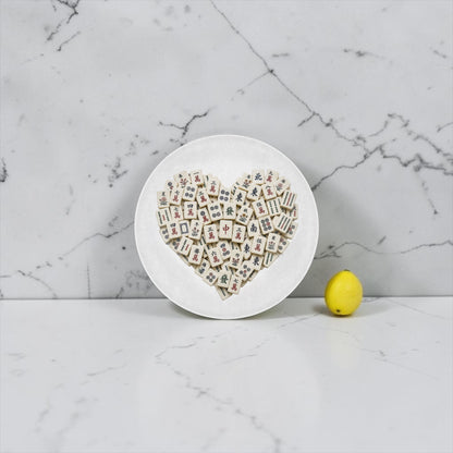 Mahjong Tiles Heart Glass Cutting Board Charcuterie Board