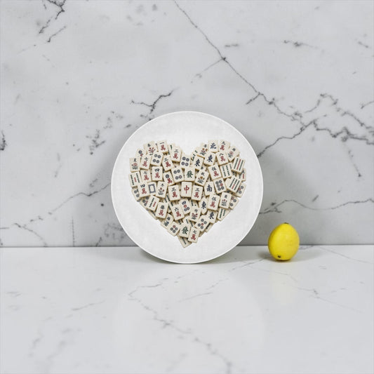 Mahjong Tiles Heart Glass Cutting Board Charcuterie Board