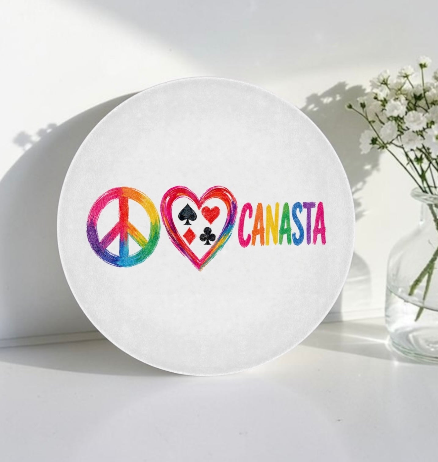 Peace  Love Canasta Cutting Board Serving Platter