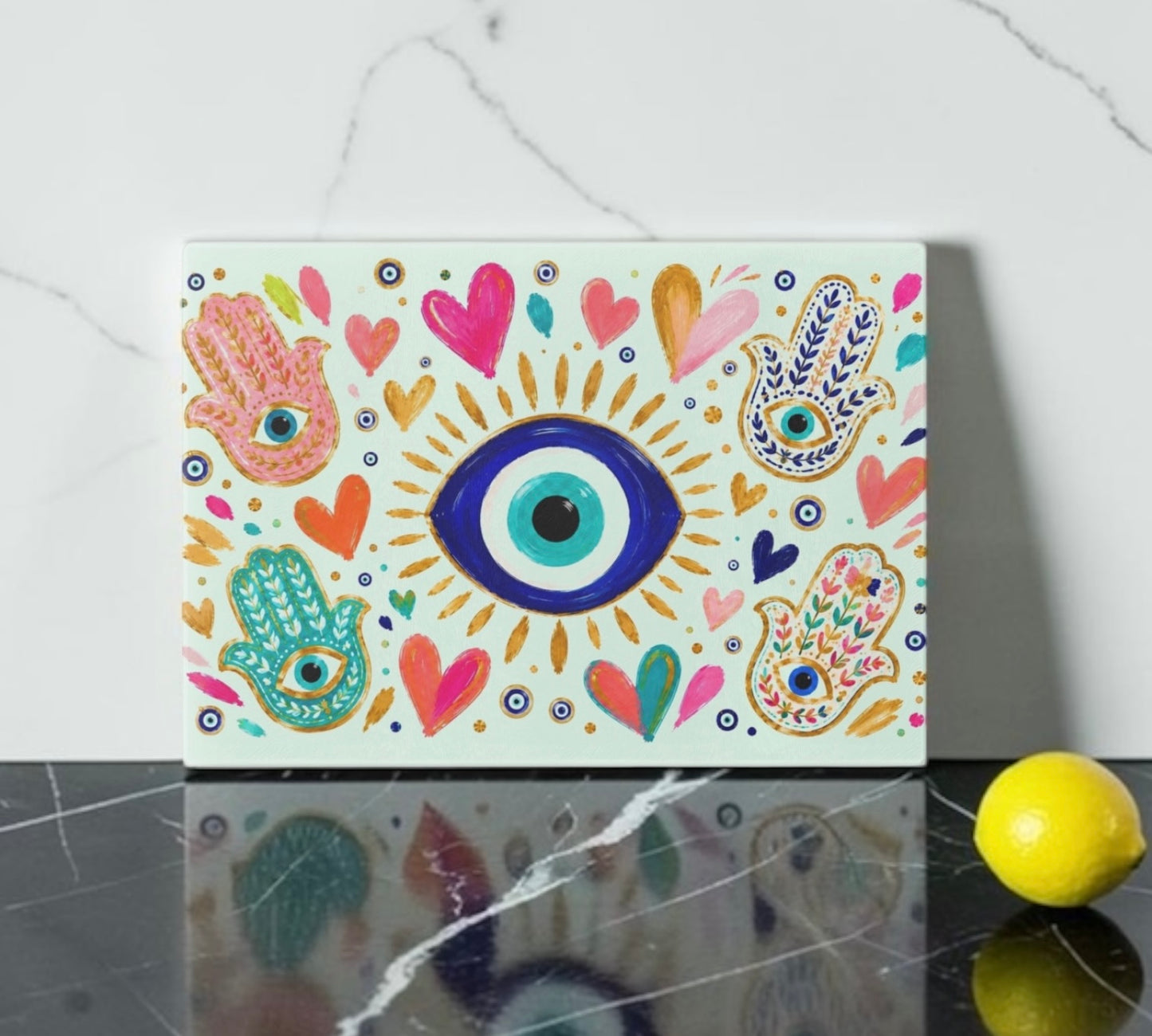 Evil Eye Hamsa Cutting Board Serving Platter