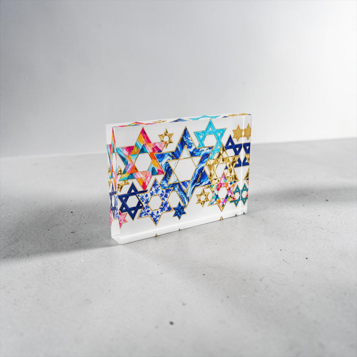 Star Of David Art Crystal Block Table Decor