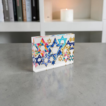 Star Of David Art Crystal Block Table Decor