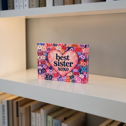 Best Sister Xo Crystal Block Table Decor
