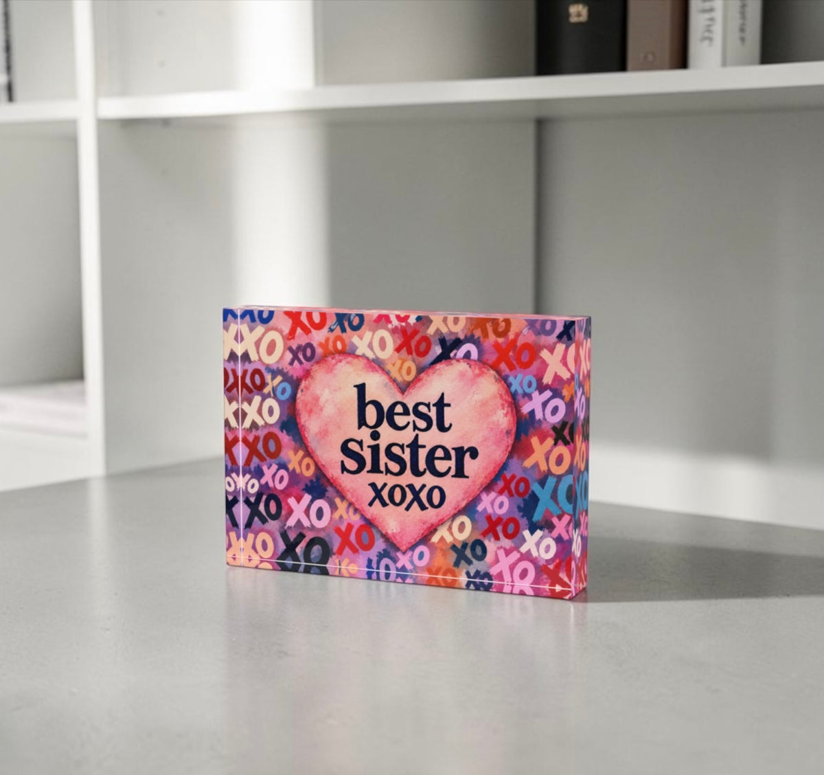 Best Sister Xo Crystal Block Table Decor