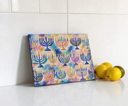 Menorah Holiday Cutting Board Serving Platter