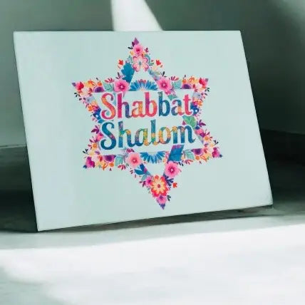Shabbat Shalom Judaica  Art Cutting Board Charcuterie Candle  Board