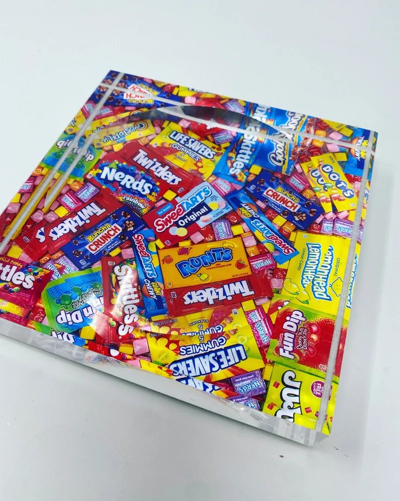 Candy Lover Collage Acrylic Candy Dish Catchall Tray