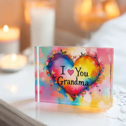 I Love You Grandma Mother’s Day Bday Crystal Block