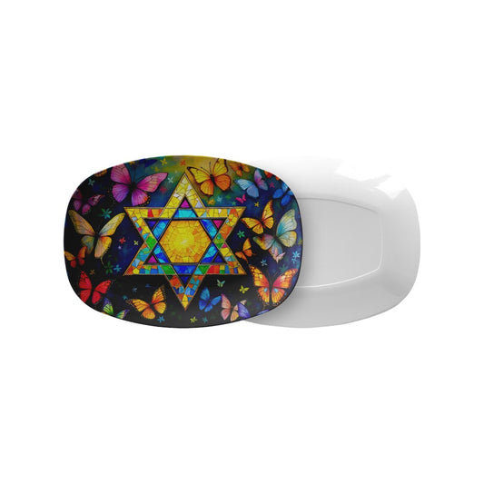 Star Of David Judaica Art Butterfly Serving Platter