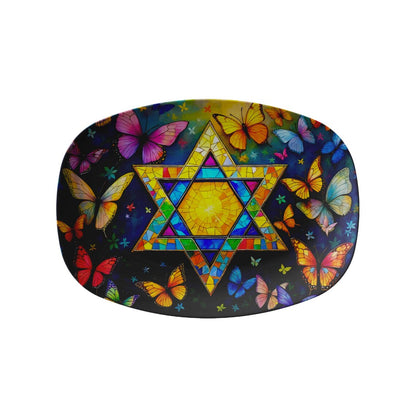 Star Of David Judaica Art Butterfly Serving Platter