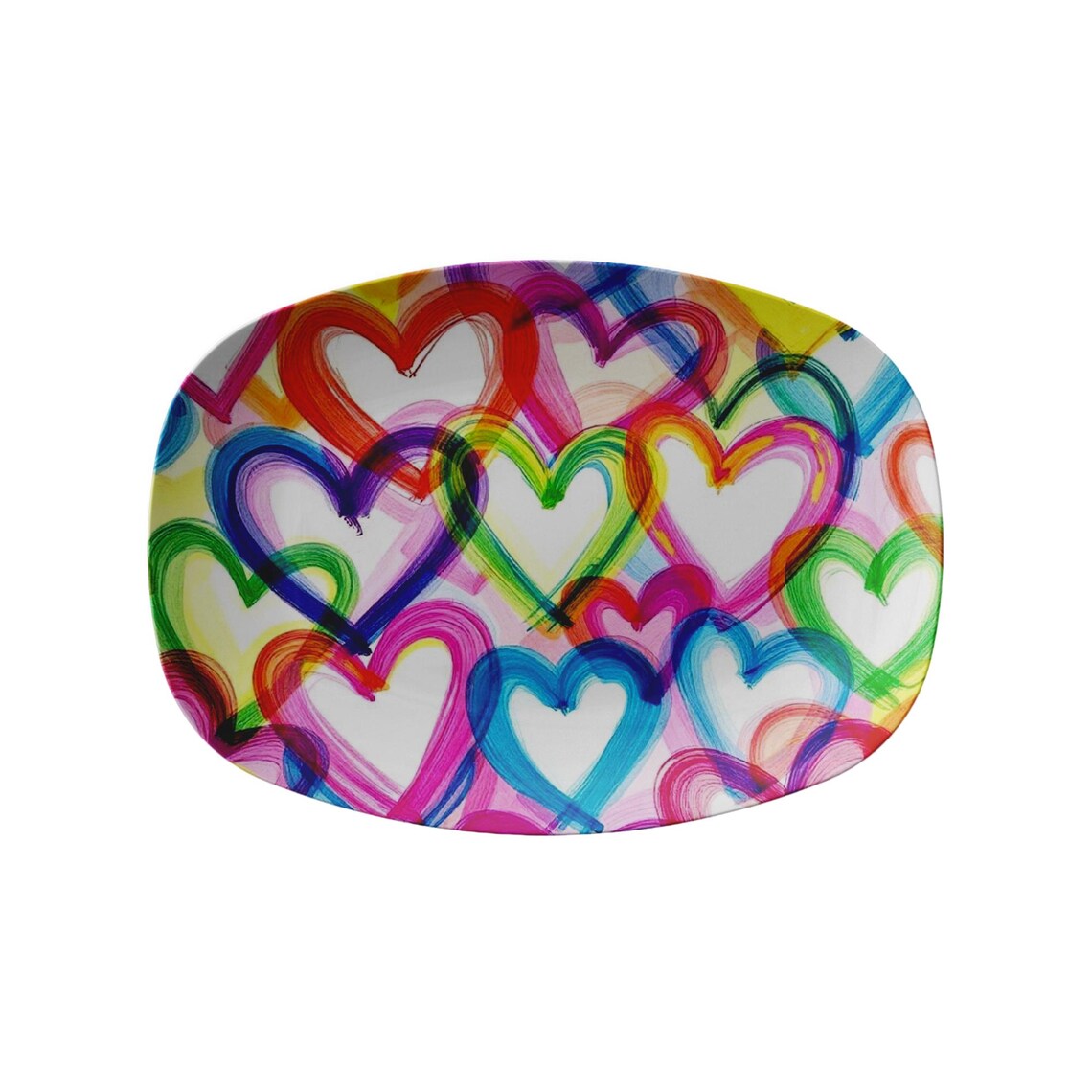 Colorful Hearts Art Serving Platter