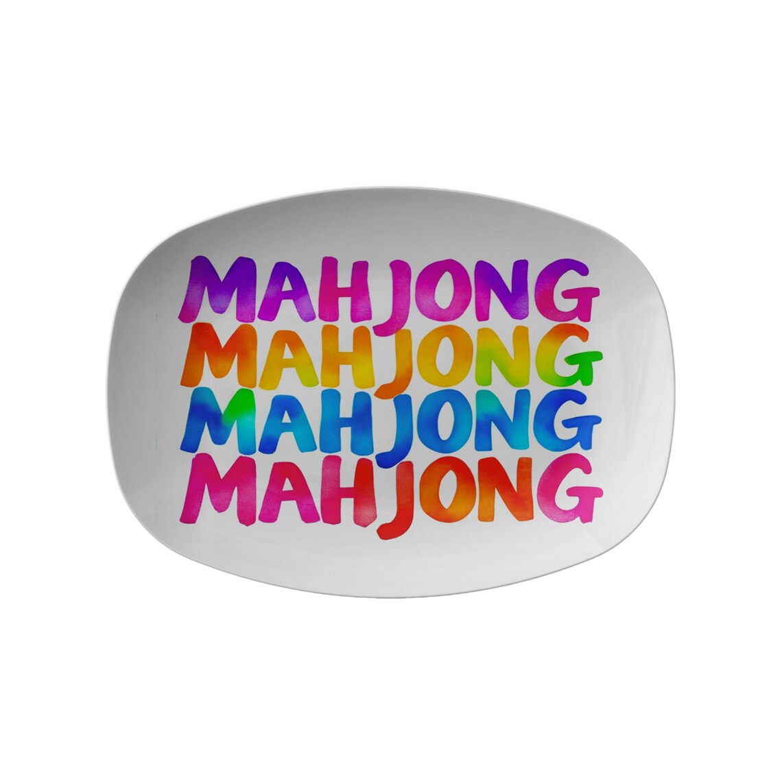 Mahjong Lover Serving Platter Friends BBQ Game Playing