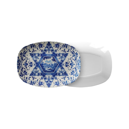 Chinoiserie Jewish Star Star Of David Judaica Art Serving Platter