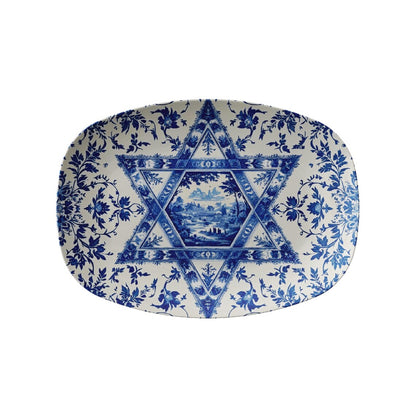 Chinoiserie Jewish Star Star Of David Judaica Art Serving Platter