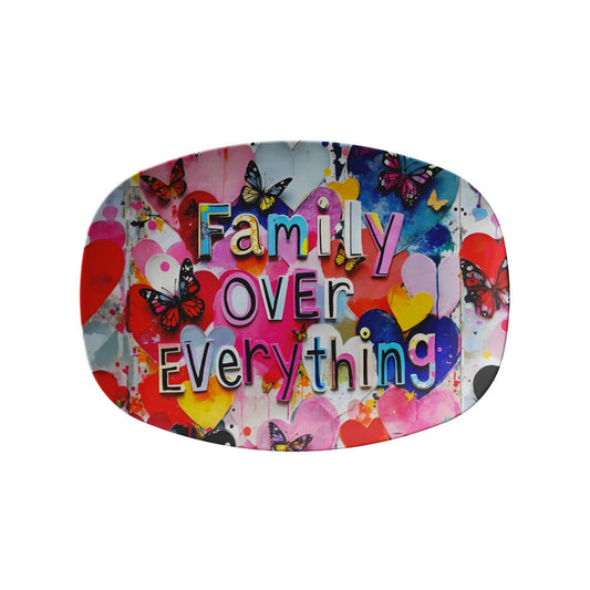 Family Over Everything Hearts Art Serving Platter