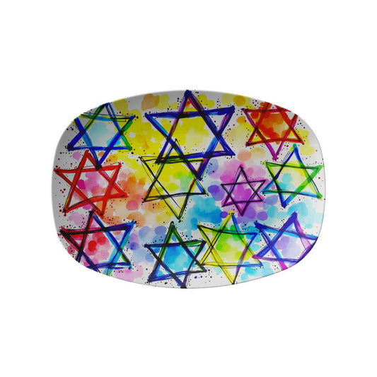 Colorful Star Of David Jewish Stars Judaica Art Serving Platter