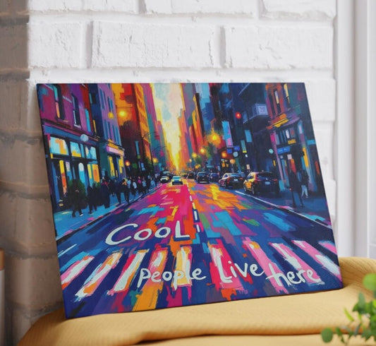 Cool People Live Here  Art Cutting Board Charcuterie Board