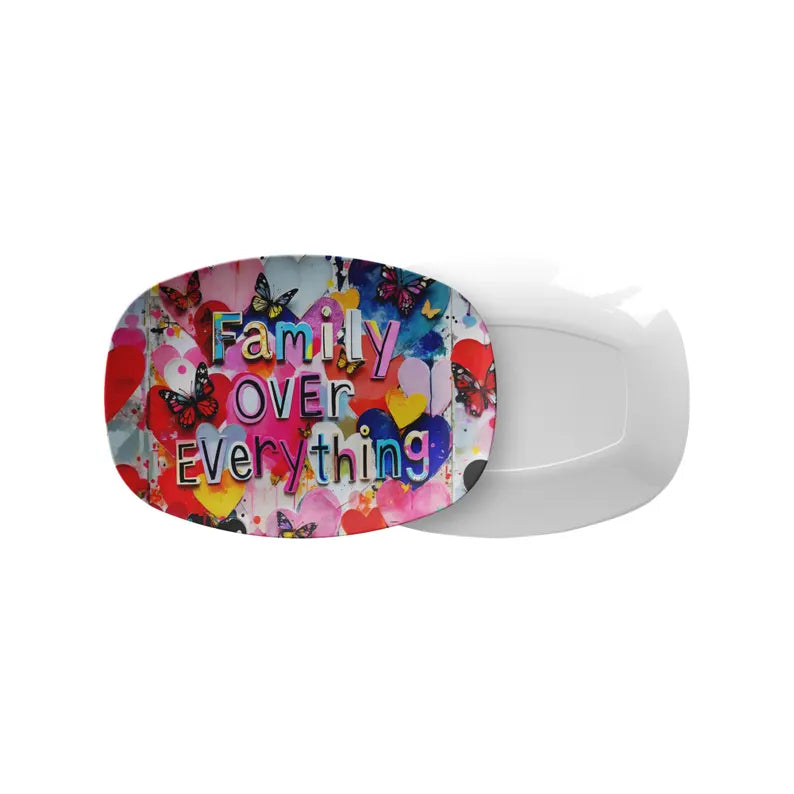 Family Over Everything Hearts Art Serving Platter