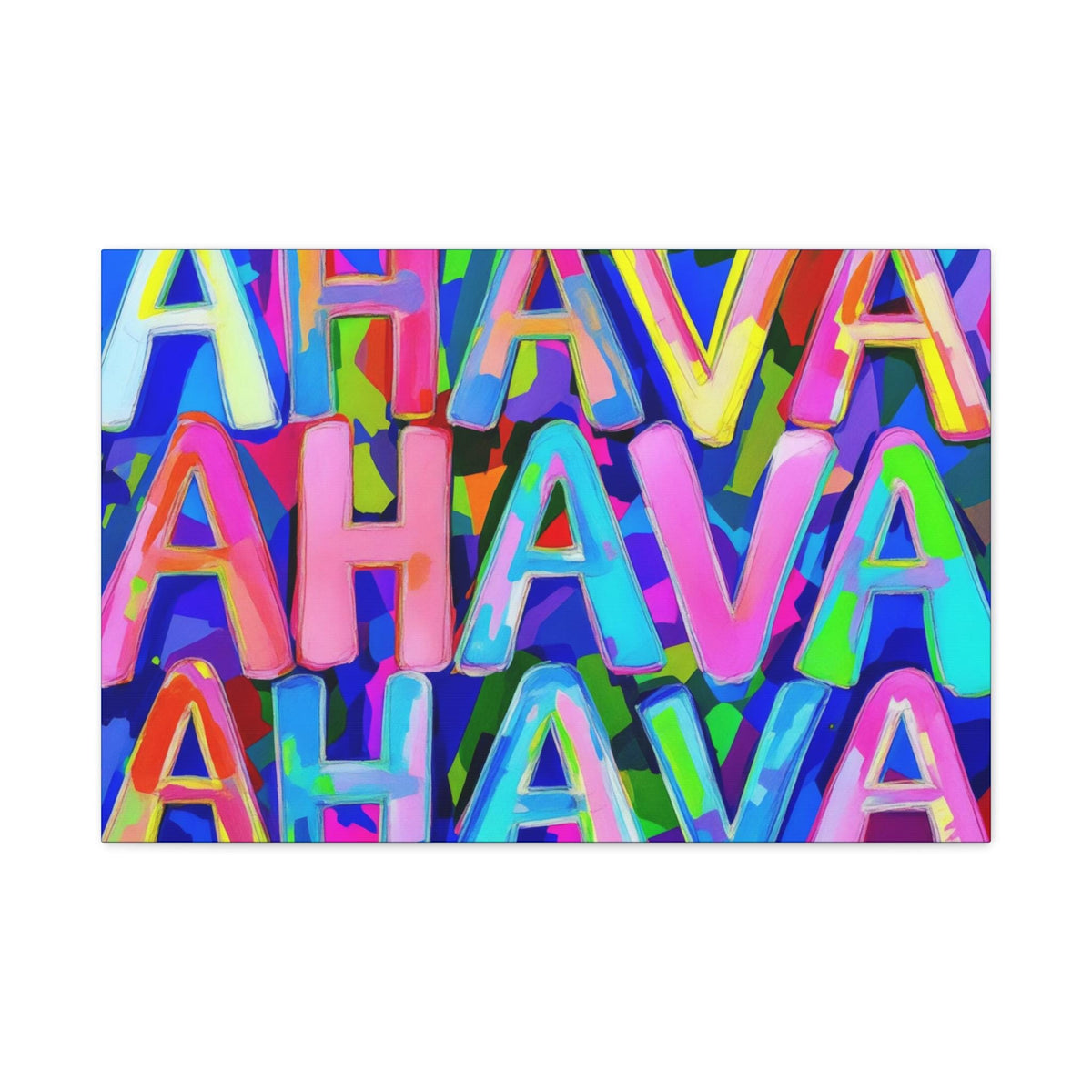 Ahava Love Judaica Canvas Wall Art, Modern Judaica Wall Decor, Hanukkah Gift
